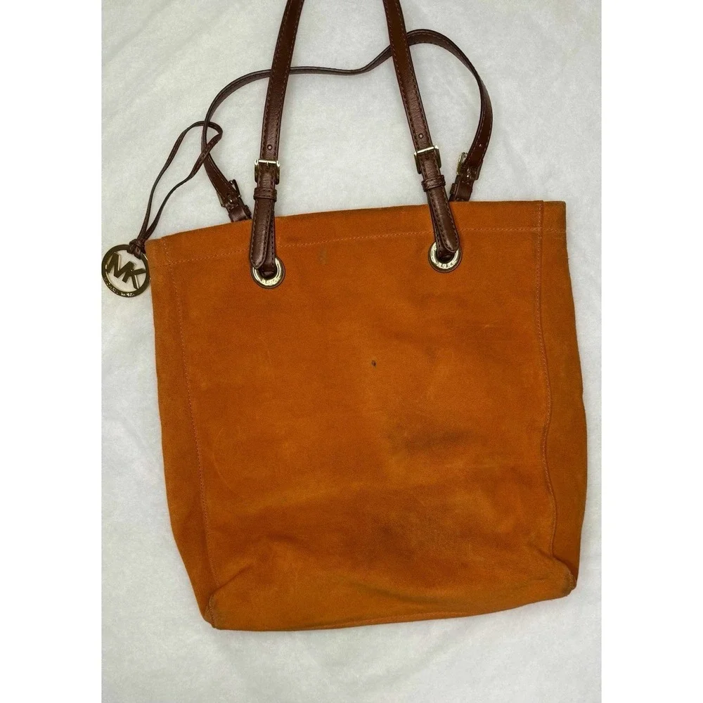 Michael Kors Orange Suede Tote Shoulder Bag